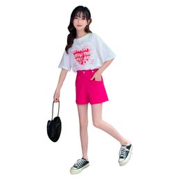 Teenager Summer Girls Clothes Letter Love Heart T Shirt + Shorts Outfits Children 5 6 8 10 12 Years Kids Short Sleeve Tracksuit