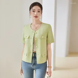 Women's Suits Summer Short Sleeve Blazers Jackets Coat Elegant Professional Office Work Wear Career Interview Outwear Tops Clothes Blaser