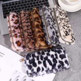 Wallets Plush Coin Purse Stylish Leopard Print Long Wallet Portable For Everyday Life