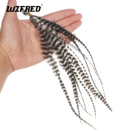 Wifreo 10pcs Natural Black&White Fly Tying Saddle Hackle Feathers Grizzly Rooster Hair Feather for Tying Woolly Buggers Streamer