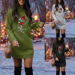 Women Christmas Sweatershirts Long Sleeve O Neck Lightweight Midi Pullover Cute Cocktail Dresses for Women Midi Summer Dress