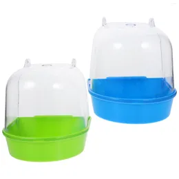 Other Bird Supplies 2Pcs Parrot Bath Tub Birds Clean Bathtub Bathing Shower Box Hanging Cage ( )