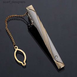 Tie Clips New metal gold tie clip with chain mens wedding neckline tie clip mens tie clip mens tie clip mens tie clip mens tie clip Y240411