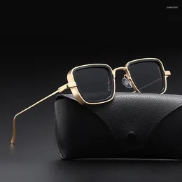 Sunglasses 2024 Steampunk Fashion Men Women Brand Designer Vintage Square Metal Frame Sun Glasses Uv400 Eyewear