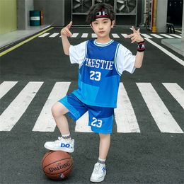 Boys Summer Clothing Sets Short Sleeve Sport Suits Casual O-Neck Letters Print Quick-Drying Basketball Jersey Teenager Clothes