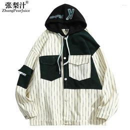 Men's Jackets Small Fragrance Men Jacket Striped Plus Size Casual Hooded Spring Autumn Fashion College