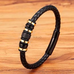 Bangle XQNI Simple New Style Combination Small Accessories Stainless Steel Mens Leather Bracelet Male Jewelry Surprise Gift 24411