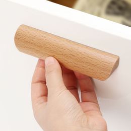 Nordic Wooden Handles For Cabinets And Drawers Solid Wood Furniture Handle 64/96/128mm Kitchen Wardrobe Cupboard Knobs Pulls