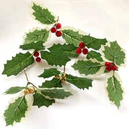 Decorative Flowers 10pc Artificial Holly Berries With Leaves For Christmas Wreath Wedding Flower Arrangement Gift Scrapbooking Decor Fake