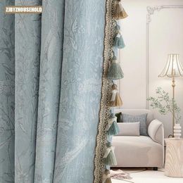 Curtain Customised Curtains For Living Dining Room Bedroom French Embossed High-end Villa Semi-shade Balcony Study Windproof Patterns