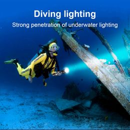 IPX8 Portable Rechargeable Led Diving Flashlight Super Bright Dive Lantern 18650 Torch Clip For Underwater Swimming LED Lamp