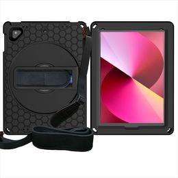 Kids Tablet Shell for iPad 9.7 2018 2017 Pro9.7 5th 6th Air 1 2 Case Silicone PC Kickstand Stand Cover with Wrist Shoulder Strap