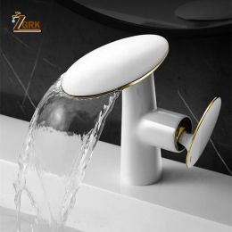 Waterfall Bathroom Faucet Brass Hot and Cold Basin Faucets White Black Chrome Mxier Water Tap Single Handle Home Hardware Faucet