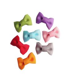 Cute mini tie bow Solid Ribbon bow Snap Clip 100pcs012349045498