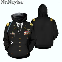 Men's Hoodies 3D Hoodie For Men Army Print Pullover Winter Autumn Instructor's Uniform Oversized Hooded Sweatshirt Unisex Sportswear