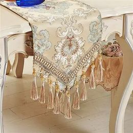 Modern Artistic Jacquard Table Runner Table Cover for Wedding Hotel Dinner Party High-end Luxury Chenille Tablecloth Table Flag