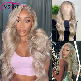 Ash Grey Blonde Coloured Lace Front Wigs For Women Human Hair Brown Body Wave Human Hair Wig 13x6 HD Lace Frontal Wig Prepluecked