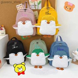 Backpacks Embroidery Name Kindergarten Childrens Cute Cartoon Penguin Small Schoolbag Boys and Girls Leisure and Fashionable Backpack Y240411