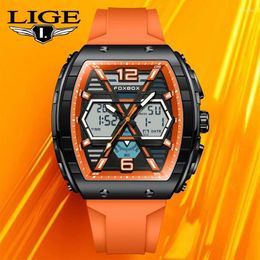 Wristwatches LIGE Top Brand Design Men's Watches Silicone Band Military Quartz Fashion Waterproof Clock Relogio Masculino