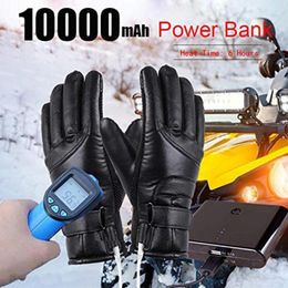 Cycling Gloves Hand Warmers Leather Heating USB Winter Electric Warming Waterproof Outdoor Warm For Off Road Skiing