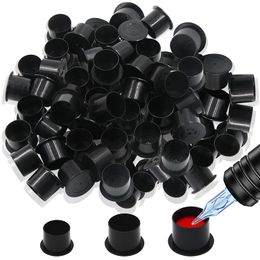 1000ps Black Tattoo Ink Cups Caps With Base Holder Permanent Makeup Pigment Ink Caps Cups for Tattoo Accessories