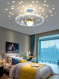 Modern LED Chandelier Lamps for Children Room Boy Study Ceiling Pendant Lights Remote Control Nursery Bedroom Indoor Lighting