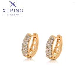Hoop Earrings Xuping Jewellery Fashionable Copper Alloy White Zircon Gold Colour Piering For Women Girls Christmas Gifts X000774527