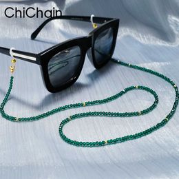 Eyeglasses chains Womens Glasses Chain Necklace - Acrylic Beaded Sunglasses Glasses Pendant Necklace with Handmade Crystal Green Beads C240411