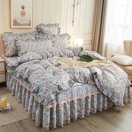 Bedding Sets Set Cotton Korean Version Of The Garden Princess Style Ruffled Bed Sheet Quilt Cover Home Textile 2024