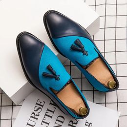 Casual Shoes Zapatos Men Loafers Black Solid Soft Mens Slip On Fashion Breathable Blue Leather Moccasins Big Size 48