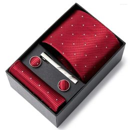 Bow Ties 2024 Style Wedding Gift Tie Pocket Squares Set Necktie Box Men Solid Black Suit Accessories Fit