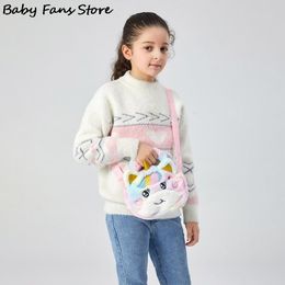 Baby Plush Unicorn Winter Bags Wallets Children Lovely Winter Lamb Handbags Animals Stuffed Toys Kids Mini Shoulder Purse