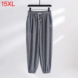 Men's Pants Linen Men Plus Size Joggers 14XL 15XL Summer Baggy Trousers Male Solid Colour Bottom Big 200KG