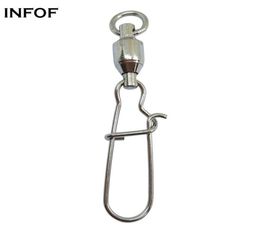 100 pieceslot Fishing ball bearing swivel with duolock snap Stainless sea Bass fishing Sinker connector Crappie Tuna fishing tack2641499