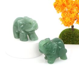 1.5" Lucky Elephant Statue Green Aventurine Amethyst Quartz Crystal Stone Fortune Feng Shui Figurine Animals Chakra Craft Decor