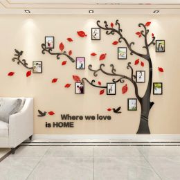 Acrylic 3D Mirror Wall Stickers DIY Photo Frame Tree Wall Decals Family Photo Tree Wall Stickers for TV Background Wall Decor