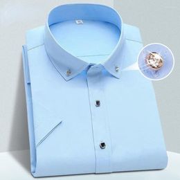 Men's Casual Shirts High Quality Non-ironing Mens Dress Shirt Short Sleeve Solid Male Clothing Fit Business White Blue Navy Black Yyqwsj