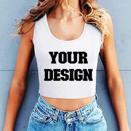 Women's Tanks Your Design Here Women Sleeveless Tank Top Y2k Crop Custom Graphic Tee Sexy Club Wear Outfits Summer Fashion Cute Tops