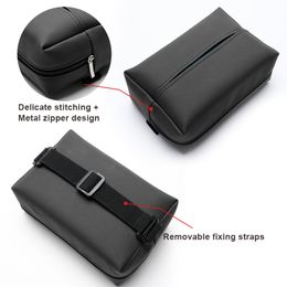 AUTOMECHANIST PU Leather Car Tissue Box Cover Sun Visor Seat Back Hanging Bag Car Tissue Box Armrest Towel Tissue Storage Case