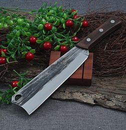Hand Forging Bone Chopping knife Kitchen Chef Knives Cleaver Cutting with Wood Handle Chinese Meat Knife Butcher Outdoors Tools9784130