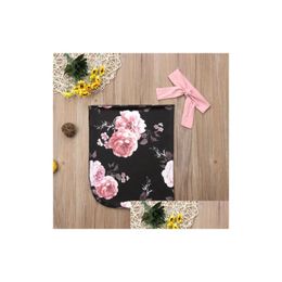 Blankets Swaddling Newborn Ddle Blanket Baby Ddling Floral Muslin Wrap Headband 2Pcs Outfits Cotton Infant Wrap13375727 Drop Delivery Ot0Pb