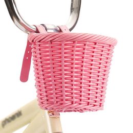 Bicycle Basket Kids Bike Basket Girls Front Handlebar Wicker Bike Holder Front Bicycle Accessories For 14 16 Inch Kid Bicycle