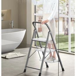 Ladder Stool Modern Simple High Stools Kitchen Thickening Ladder Chair Folding Retracting Step Stool Arc Handrail