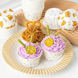 Baking Moulds 50 PCS Rolled Cake Paper Cups High Temperature Resistant Household Mould Ice Cream Cup