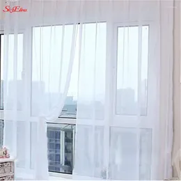 Party Decoration Fashion Simple Design Solid Colours Tulle Door Window Curtain Washable Drape Panel Sheer Scarf Valances Translucent