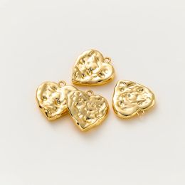 4pcs/lot 14K 18K Gold Color Dark Pattern Love Heart Metal Pendants Retro Earing Charms For DIY Jewelry Handmade Supplies