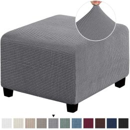 Square Polar Fleece Durable Thicken Storage Stool Covers Stretch Ottoman Cover Furniture Protector Rectangle Footrest Slipcover