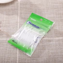 Ultra-fine, High Tensile Strength Flossing Wand Tooth Flosser Flat Floss Floss Flosser 20 Pcs. Polymer Bag Resealable