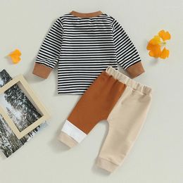 Clothing Sets Toddler Baby Boy Long Sleeve Outfit Jogger Pants With Striped Blouses 2Pcs Set