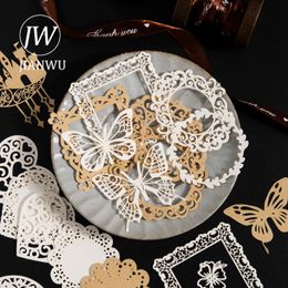 JIANWU 50 Sheets Looking for Lace Territory Series Vintage Hollow Border Material Paper Gift Box Creative DIY Decor Stationery